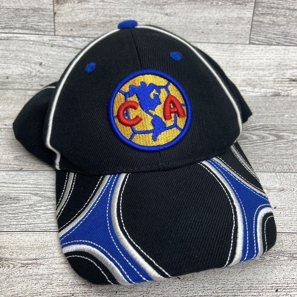 Club America Soccer Hat Youth Adjustable Strap Back Futbol Cap Black Blue